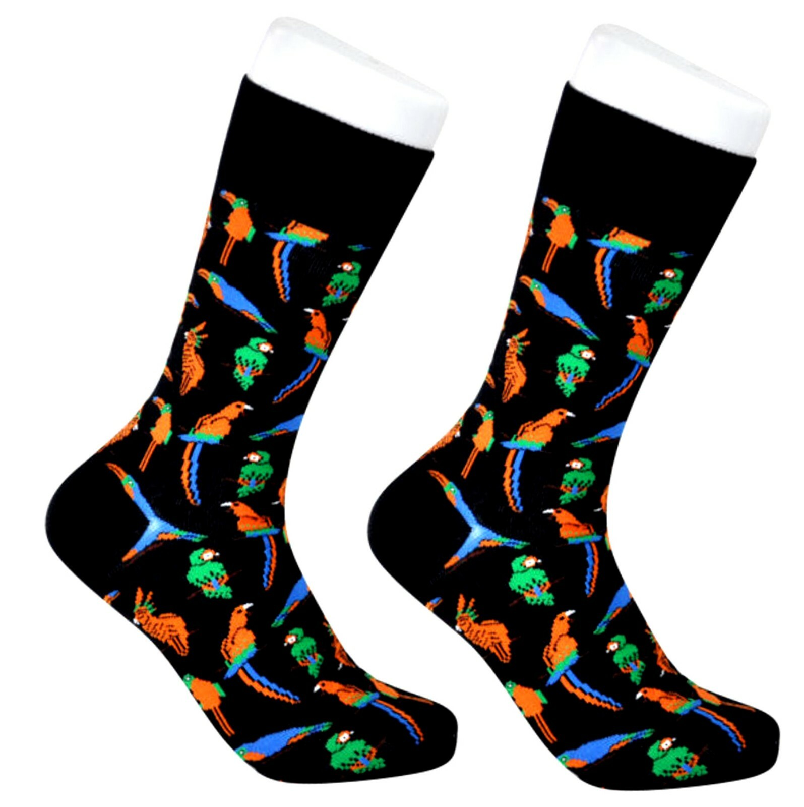 THE TIE STUDIO - Parrots and Toucans on Black Men's Novelty Socks