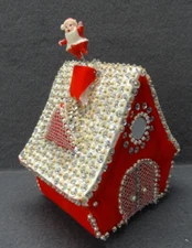 LeeWards Santa Sankyo Japan Sequin Pin House Music Box Craft Kit VTG 50s 60s MCM