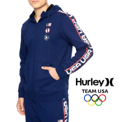 Hurley Men's Therma-Fit Team USA Olympic Fleece Full Zip Hoodie Men's Sizes NEW