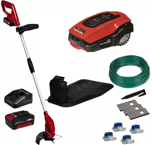 EINHELL SET FREELEXO 1000m² BT RASENROBOTER+GC-CT 18/24 Li RASENTRIMMER+ZUBEHÖR