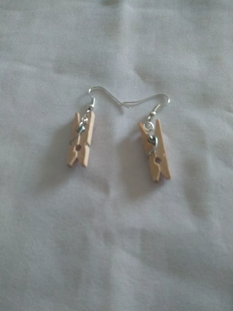 hand made natural wood mini peg earrings eBay