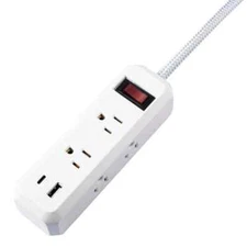 HDX 8-in-1 6-Outlet 5 ft. Power Strip with 2 USB Ports, White