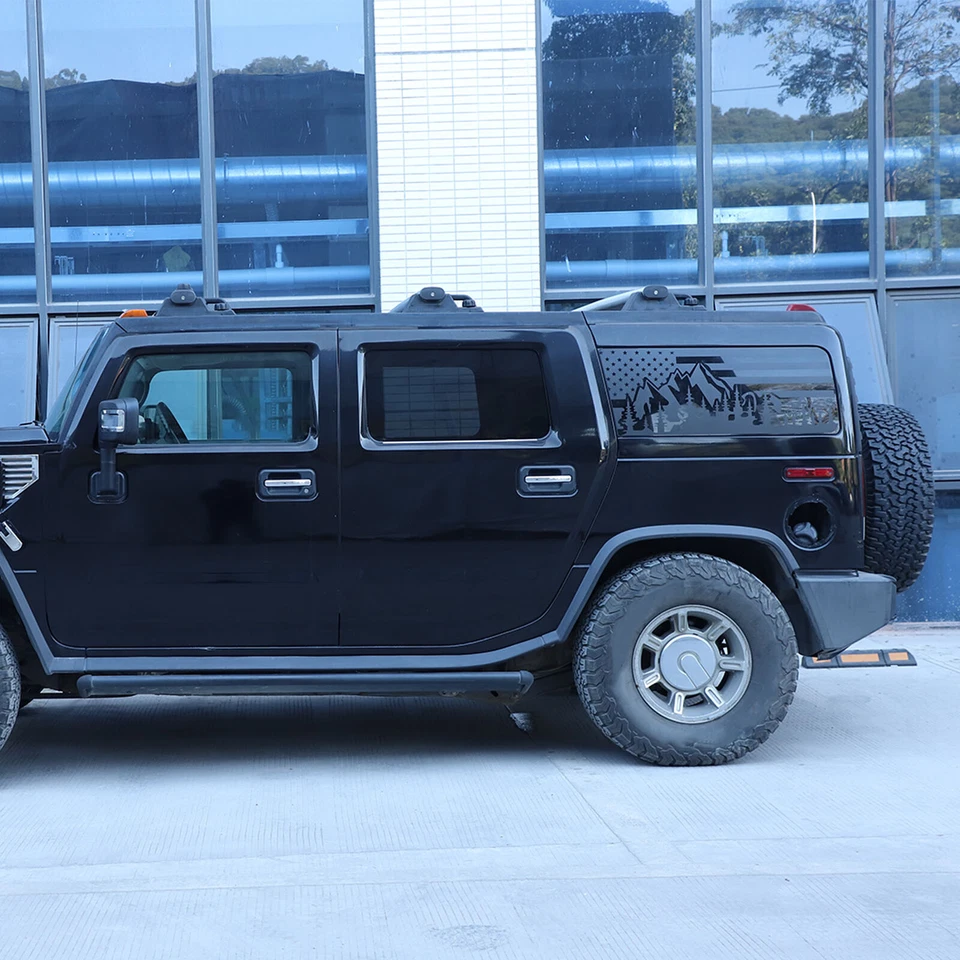 Pegatina de vidrio trasera de coche bandera de Estados Unidos calcomanía gráfica vinilo para Hummer H2 2003-2009 Foto 3 de 4