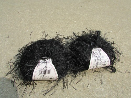 Lot 2 Moda Dea Prima Eyelash Nylon/Polyester Yarn 50g, 82 yds ea BLACK Italy - Picture 2 of 4
