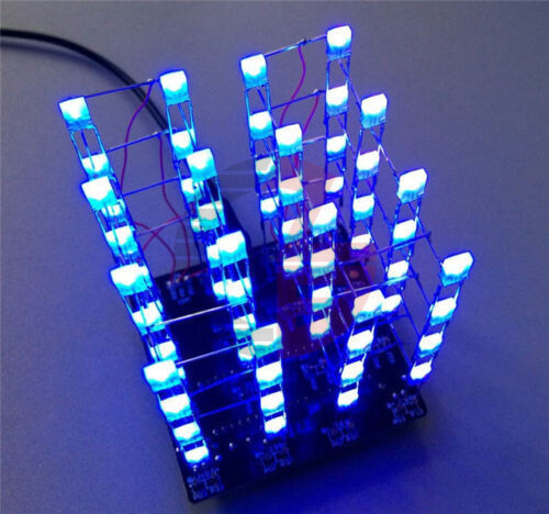4X4X4 3D Light Cube Electronic Kits Blue Arduino Shield Blue LED ...
