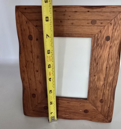 Wood Photo Picture Frame 3.5x4" Brown Rustic Arts and Crafts Style - Picture 3 of 8