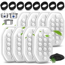 8 Pack Cat Water Fountain Filters with 8 Pack Pre-Filter Sponges Set for 3.2L...
