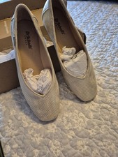 Dr Scholls Perferated Beige Metallic Slip-on Flats