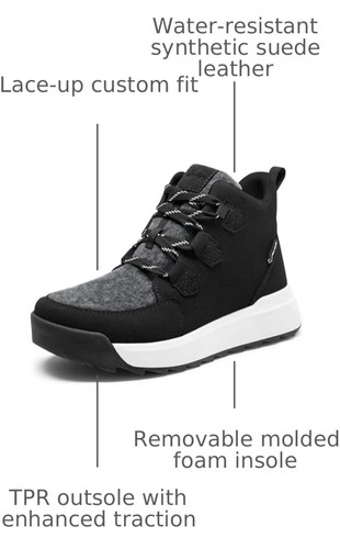 New AIRHAS Black/White Faux Suede Water-Resistant Ankle Boots-10 - Afbeelding 3 van 9