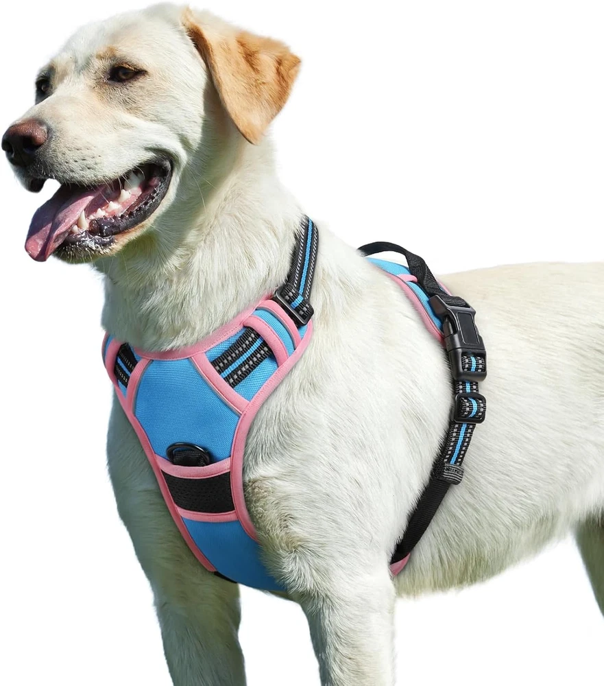 Dog Harness for Large Dogs, No Pull Service Vest with Reflective Strips and Cont