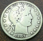 US 1907-D Barber Half Dollar  **