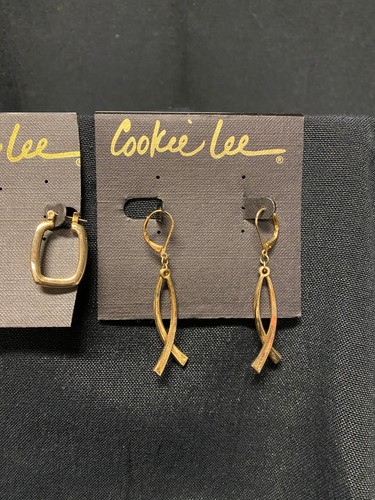 Cookie Lee Earrings 2016 NWT Gold Tone Earrings 3 Pair - Picture 2 of 5