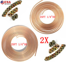 2 Pcs Steel Copper Brake Line Tubing Kit 14 Od 25 Ft Coil Rolls W 32 Fittings 2 Pcs Steel Copper Brake Line Tubing Kit 14 Od 25 Ft Coil Rolls W 32 Fittings