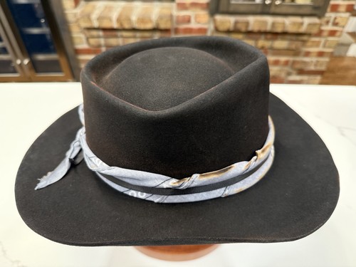 The Gunfighter. Custom Refurbished Distressed Beaver Brand 10X Hat. Sz 7 1/8 - Picture 7 of 17