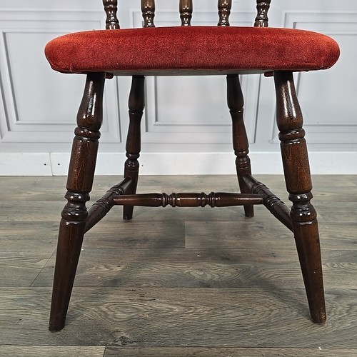 Retro Vintage Wooden Turned Pub Chair Stool Bar - Upholstered Desk Bedroom Seat - Picture 7 of 24