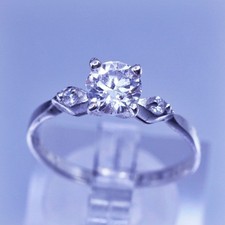 Size 7.5, vintage Sterling 925 silver handmade engagement ring with Cz