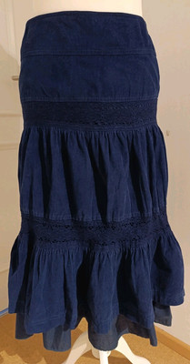 Promod Damen Rock Gr.34 Blau Baumwolle Sehr gut Zustand 