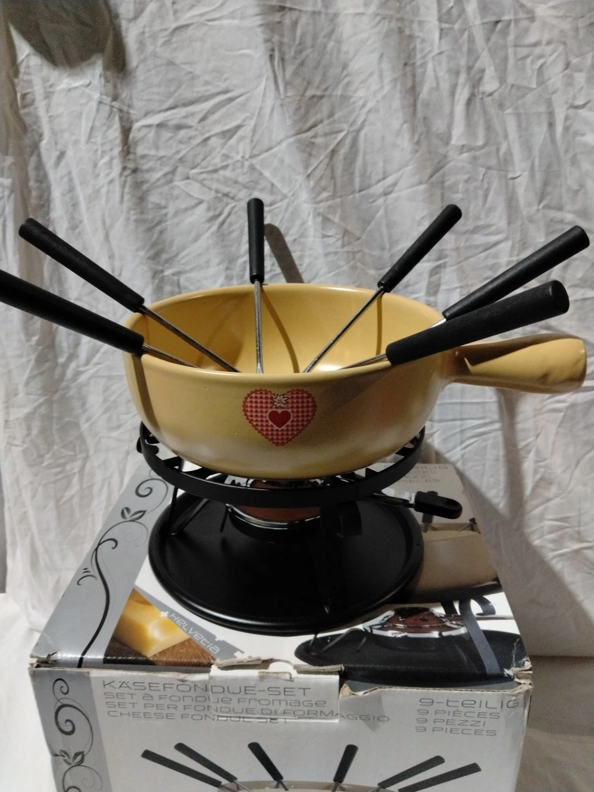 Nouvel cheese fondue set 9 Piece Ceramic Dish Large Unused