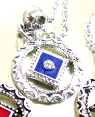 Narcotics Anonymous Necklace Blue Silver with Crystal Center 12 Step