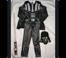 Youth Star Wars Darth Vader Costume Mask Lightsaber W/ Lights  Sound Sz M 8-10