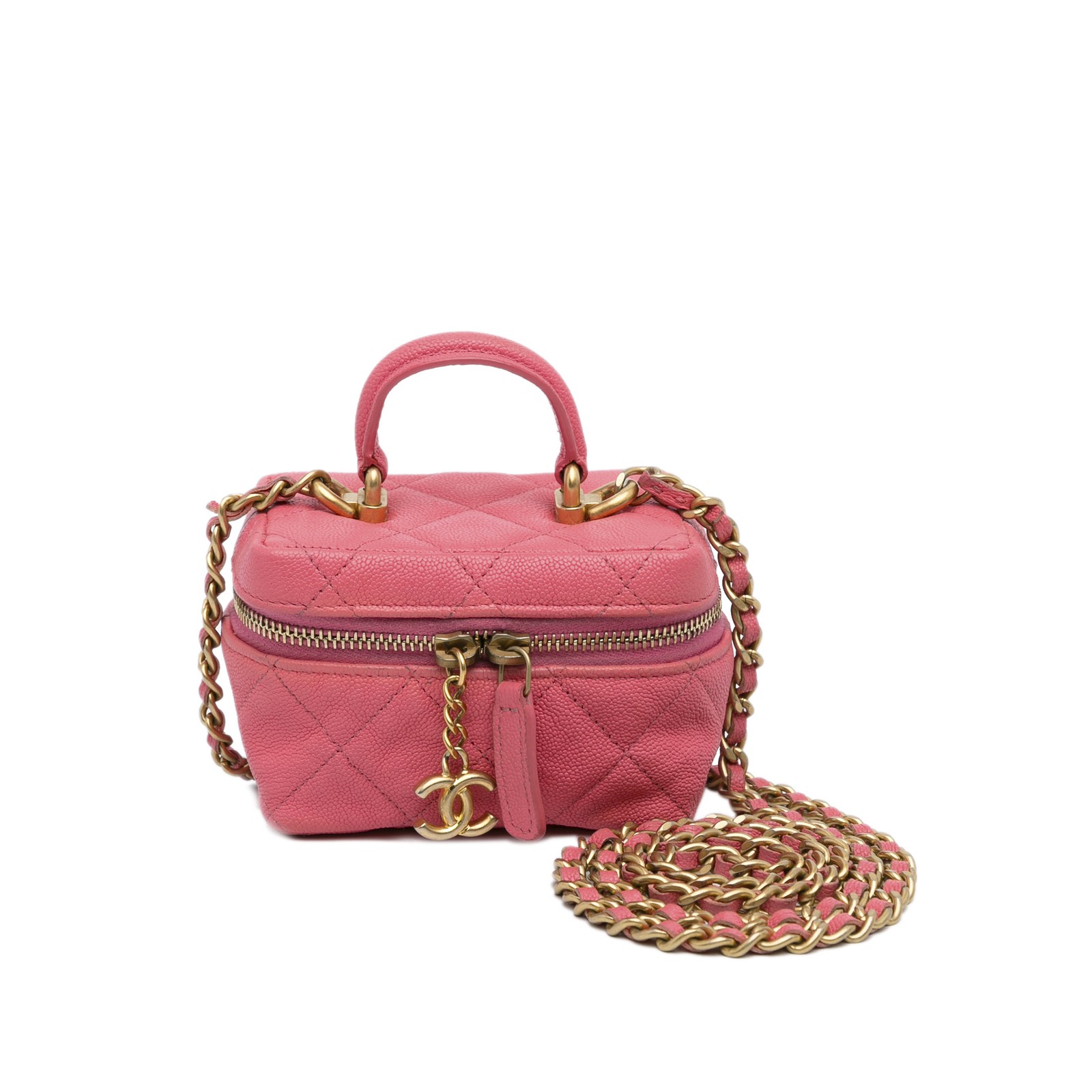 Authenticated Chanel Micro Caviar Chain Pink Leat… - image 1