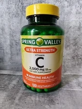 Spring Valley Ultra Strength Vitamin C Capsules Dietary Supplement 2000 mg 120Ct