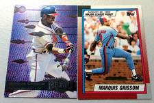 1996 Fleer Metal Universe Marquis Grissom #128 &1990 Topps MLB Debut Rookie Card