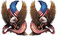 American Bald Eagle American Flag Decal pair