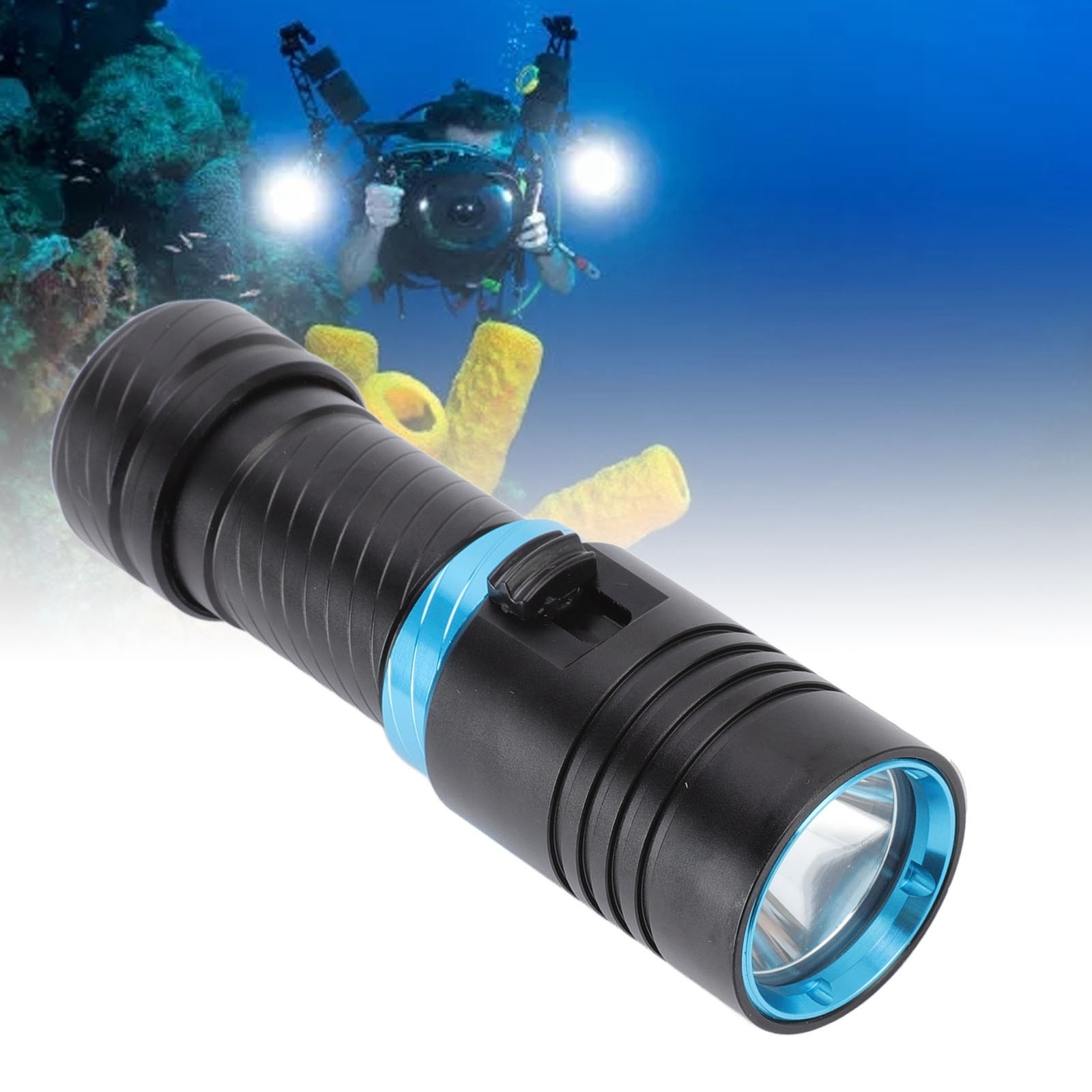 Diving Lighting Flashlight 5000LM Stepless Dimming Portable Underwater Lighting