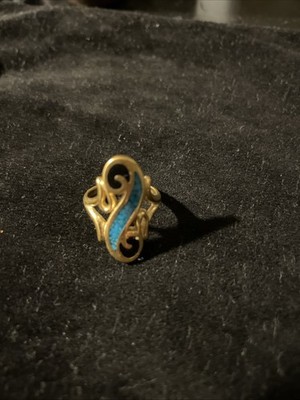 vintage Turquoise And Onyx Ring