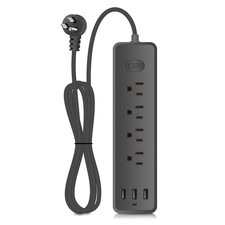 4 Outlet Wall Mountable USB Surge Protector Power Strip with 3 USB Ports