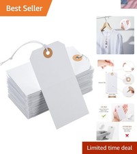 100pcs Large Price Tags with String Attached White Hang Paper Tags with Elast...