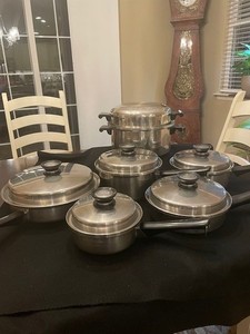 12 Piece Amway Queen ware Cooking set 3 sauce pans,2 fry (1L 1s) Stock Pan Lids