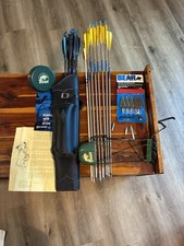Vintage Bear Archery Razorheads Bow Quiver Bowfishing Tin Neet Leather Back Quiv