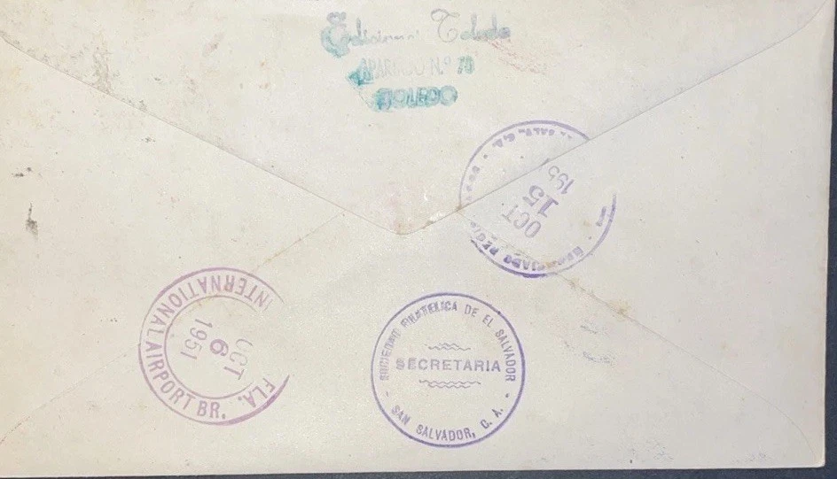 RENDICIÓN de GRANADA correo Aéreo matas especial ESPAÑA EL SALVADOR certificado - Imagen 2 de 2