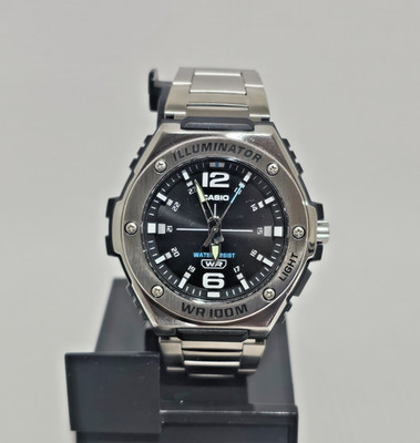Casio 5577 MWA-100H Black Men's Stainless Steel Metal 100 Meter WR Illuminator