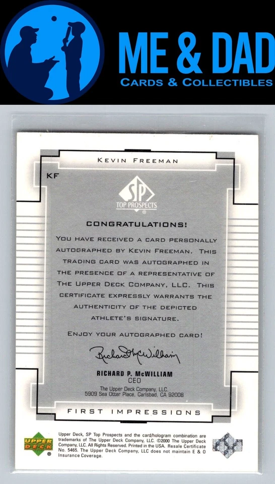2000 SP Top Prospects #KF Kevin Freeman First Impressions - Image 2 of 2