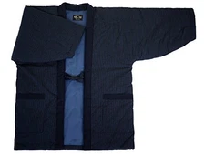 Japanese Hanten Jacket Kurume Tsumugi Cotton Warm Padded Free Size for Men -3-