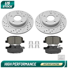 Rear Drilled Brake Disc Rotors Ceramic Brake Pads Set For 2014 - 2015 Mazda 6