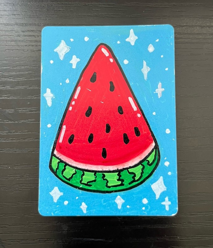 ACEO ART CARD Original - Food Fruit Watermelon  Summer- Jessica Skye Design