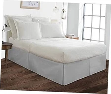  Bed Skirt King Size King 76x80 - 11 Inch Drop Silver Grey Pleated Bed Skirt