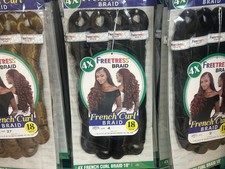 4xFREETRESS BRAID FRENCH CURL BRAID 18"- PACK OF 3 (#1B,2,4,27,30)