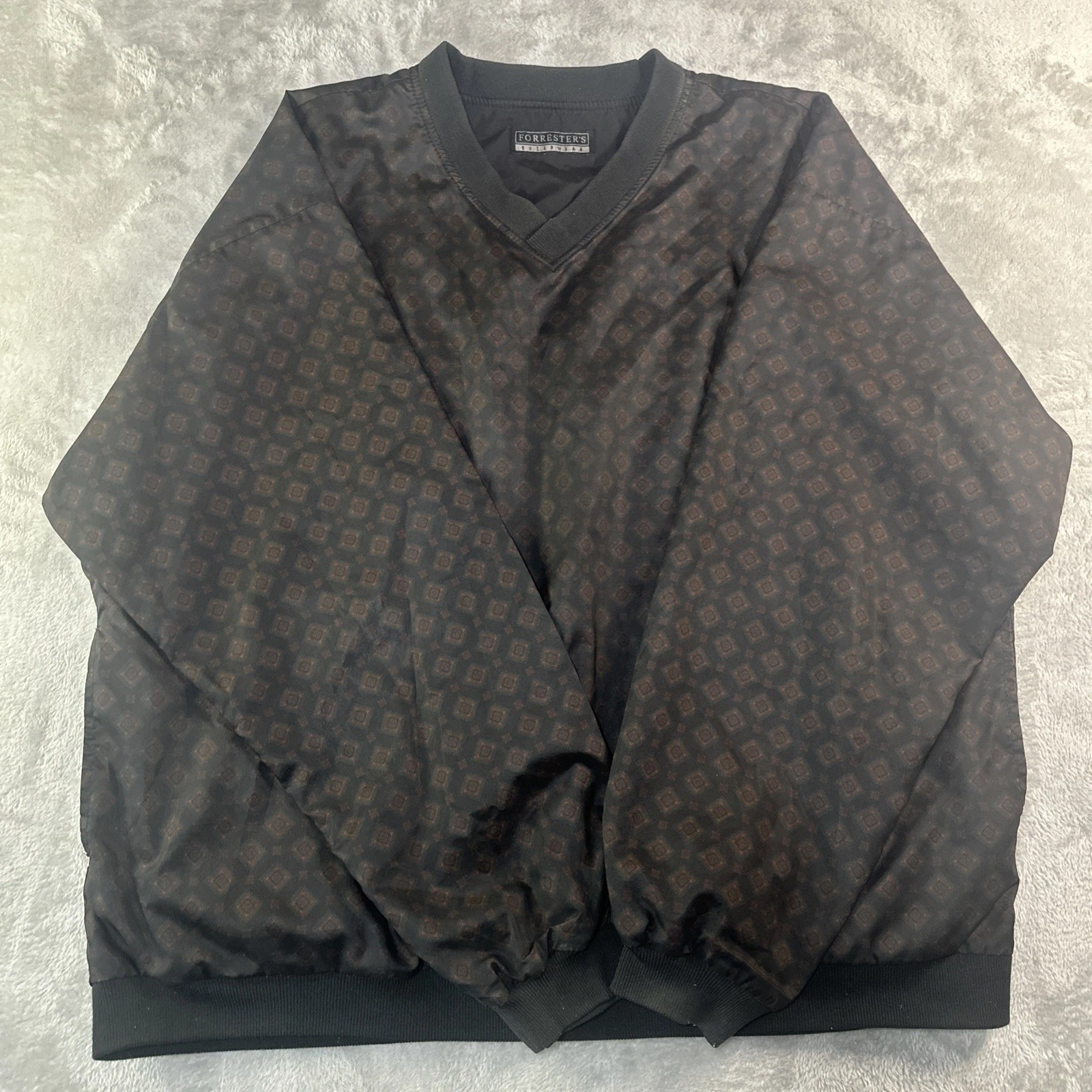 Forester’s Mens Reversible V-Neck Pullover Windbreaker XL Black Golf GrandpaCore