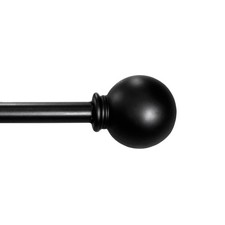 1/2" Black Ball Adjustable Single Curtain Rod, 84"