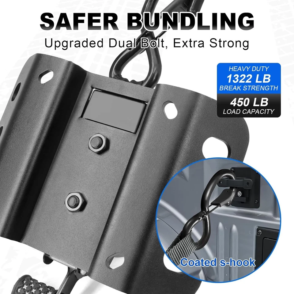 2 piezas correas de trinquete retráctiles de amarre de 10 pies para Ford F-150 Raptor 2017-2025 Foto 4 de 4