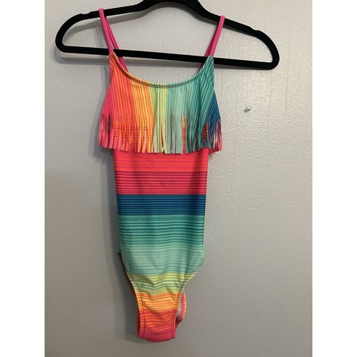 Girls Swimsuit Bright Multicolor Tassels Fringe Retro Fairy Size M Plus - Picture 12 of 13
