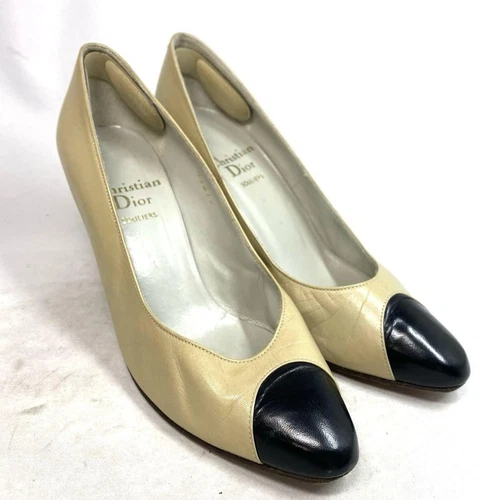 Escarpins Christian Dior talon cuir beige EU34,5/US4,5 51516c