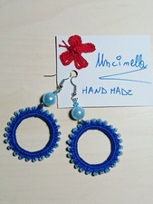 Orecchini All'uncinetto A Cerchio Pendenti Blu