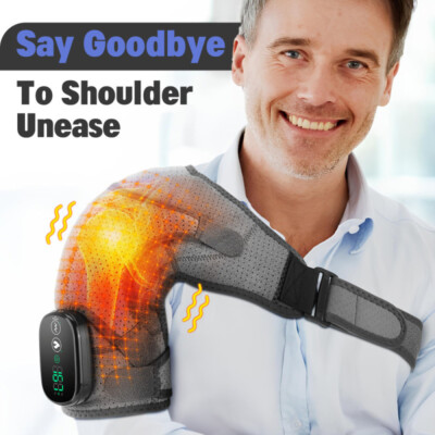 Electric Heated Vibration Shoulder Massager Brace Rotator Cuff Joint Pain Relief