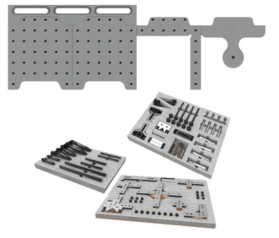 82 Pcs. Loc-N-Load CMM Work Holding Inch Complete Kit w/12'' Docking Rail